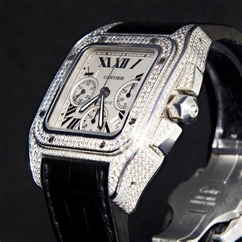 cartier santos 100 chronograph diamond replica|cartier santos 100 best buy.